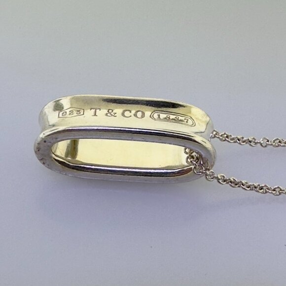 Tiffany & Co. 925 Sterling Silver 1837 Oval Loop Ring Chain Necklace 16" - Picture 9 of 10